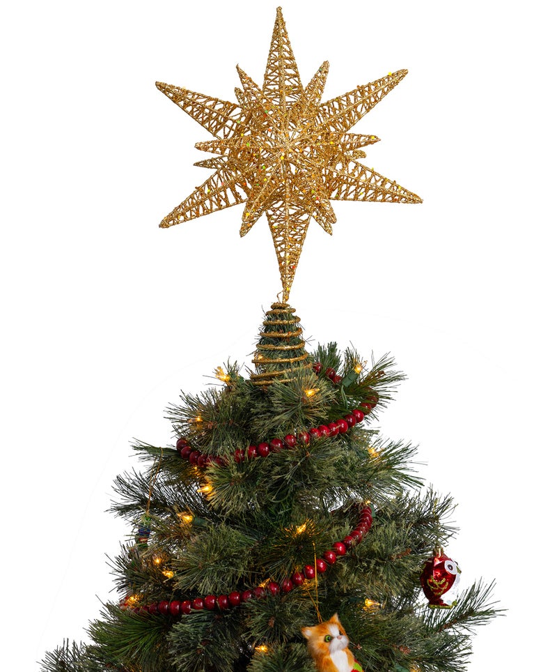 Ornativity Gold Star Tree Topper â€“ Christmas Gold 3D Glitter Star Ornament Treetop Xmas Decor Holiday Decoration for Large Tree Toppers 16" - Image 4